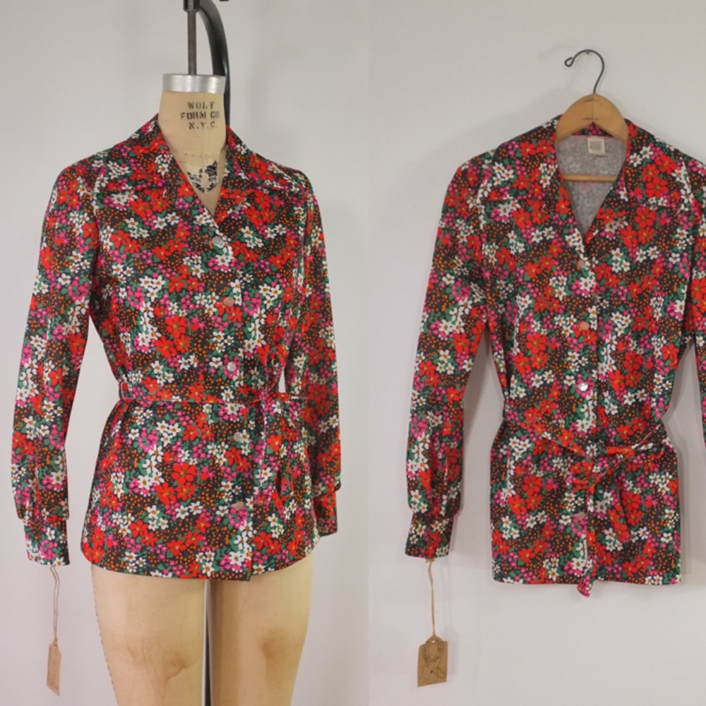 vintage floral blouse | vintage 1970s floral top